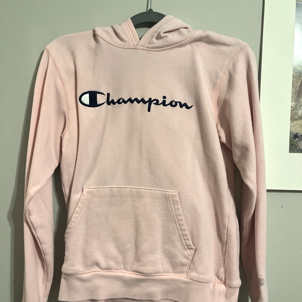 pink champion hoodie